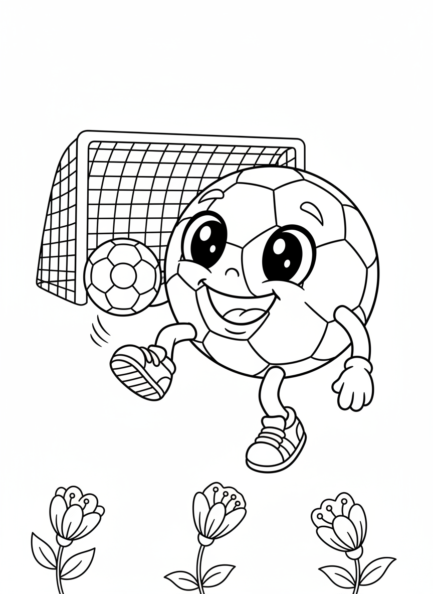 Joyful Soccer Ball Juggler Kids Coloring Page