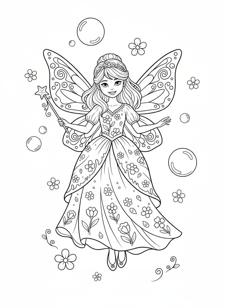 Magical Fairy Princess Coloring Page