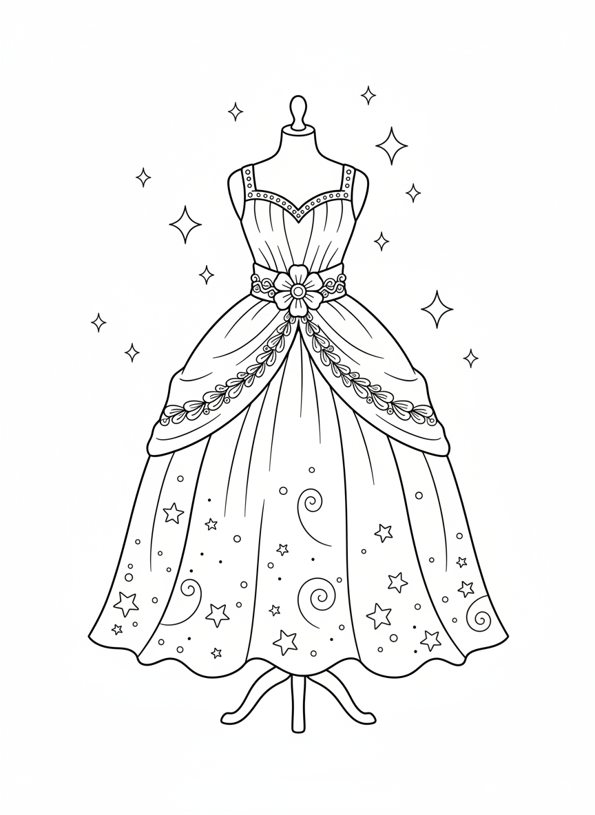 Magical Princess Dress Coloring Page