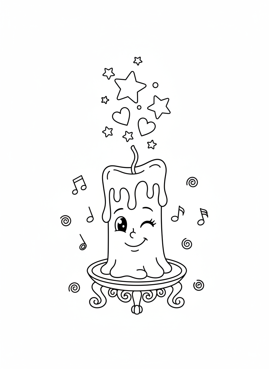 Magical Winking Candle Coloring Page for Kids
