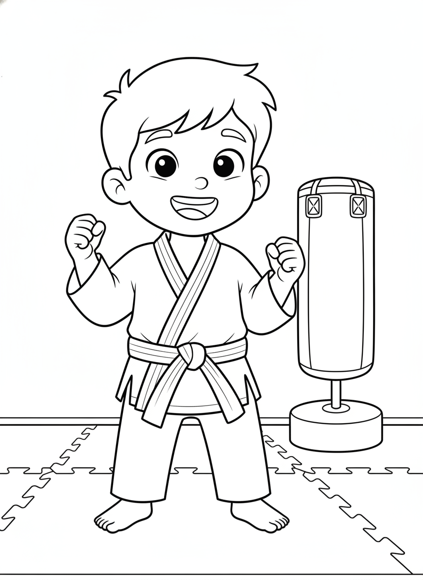 Proud Young Martial Artist Coloring Page