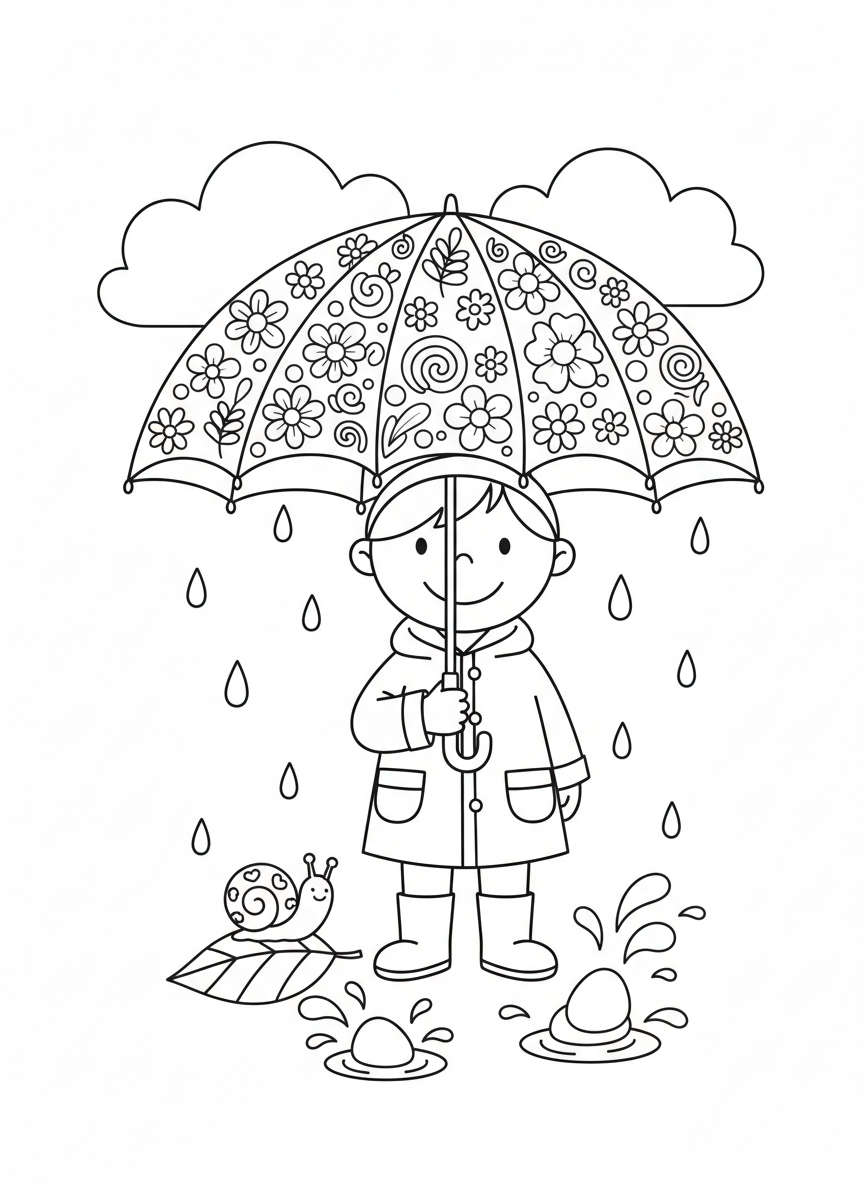 Rainy Day Fun Coloring Page for Kids