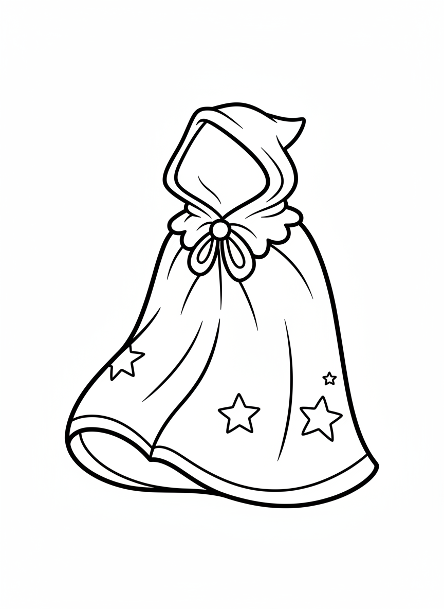 Simple Magic Cape Coloring Page for Kids