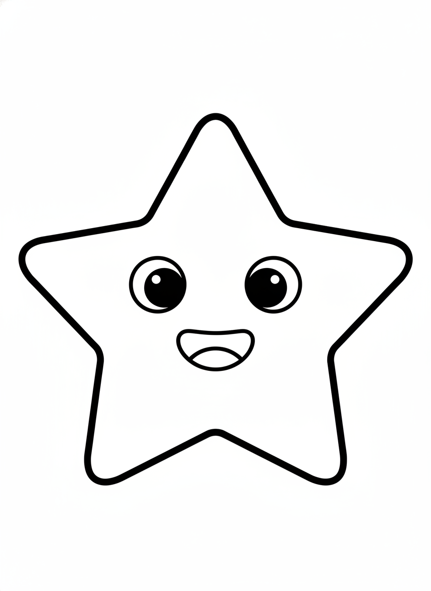 Simple Smiling Star Coloring Page for Kids