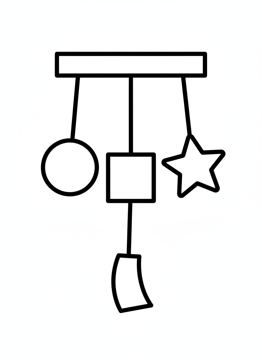 Simple Wind Chime Coloring Page for Kids
