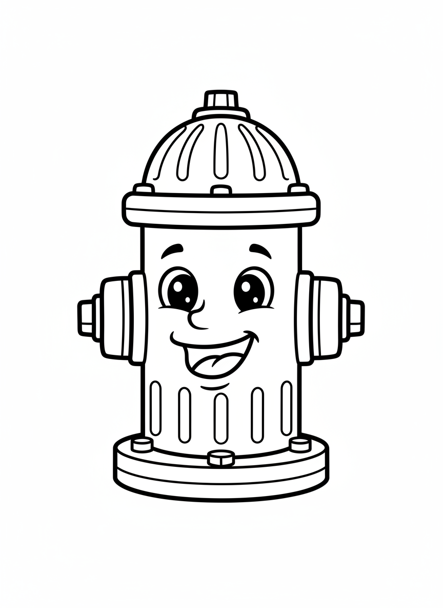 Smiling Fire Hydrant Coloring Page for Kids