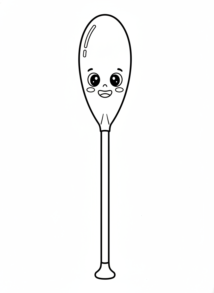 Smiling Paddleboard Paddle Coloring Page for Kids