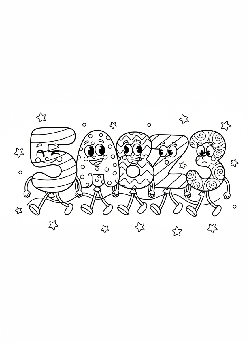 Whimsical Number & Letter Parade Coloring Page