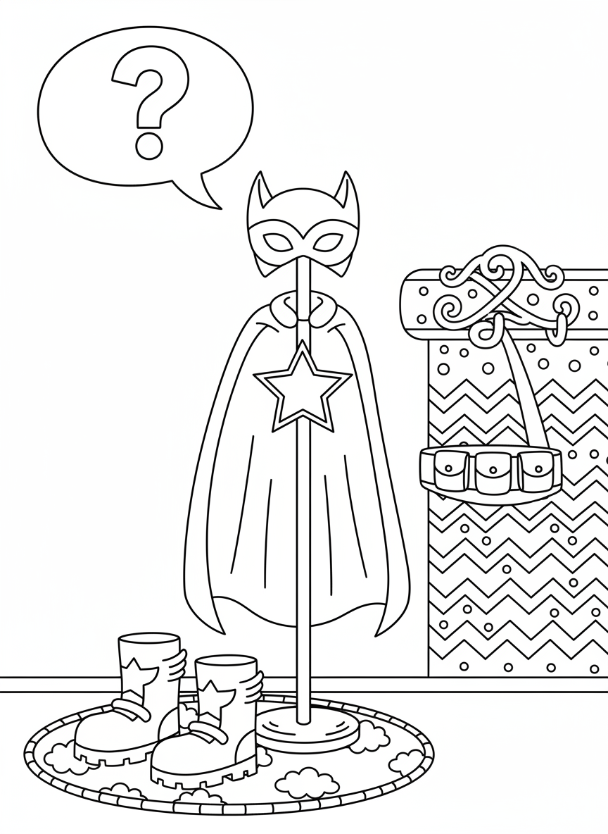 Whimsical Superhero Wardrobe Coloring Page