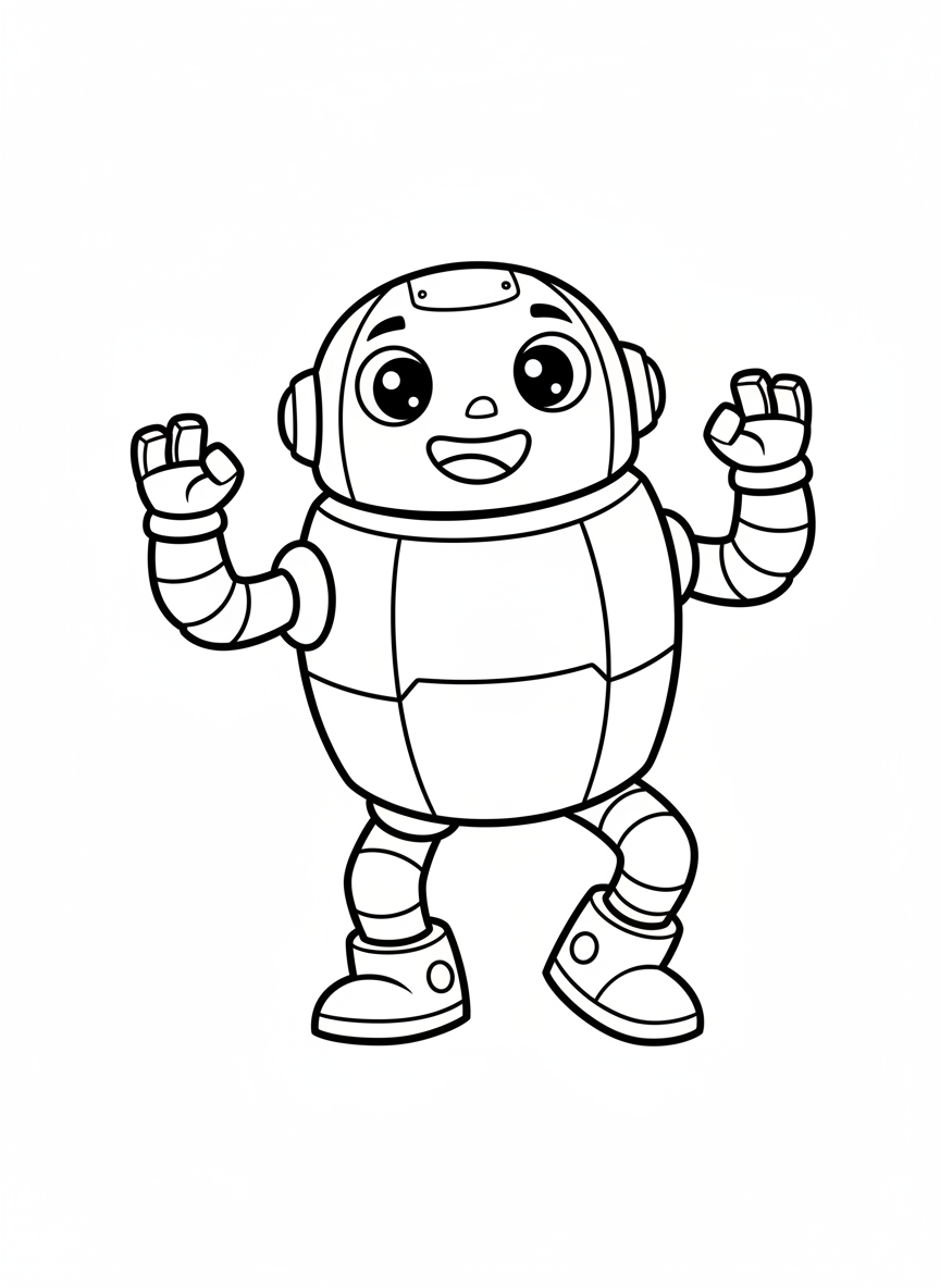 Wiggling Robot Coloring Page for Kids