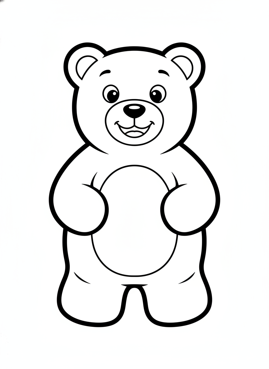 Cheerful Gummy Bear Coloring Page for Kids