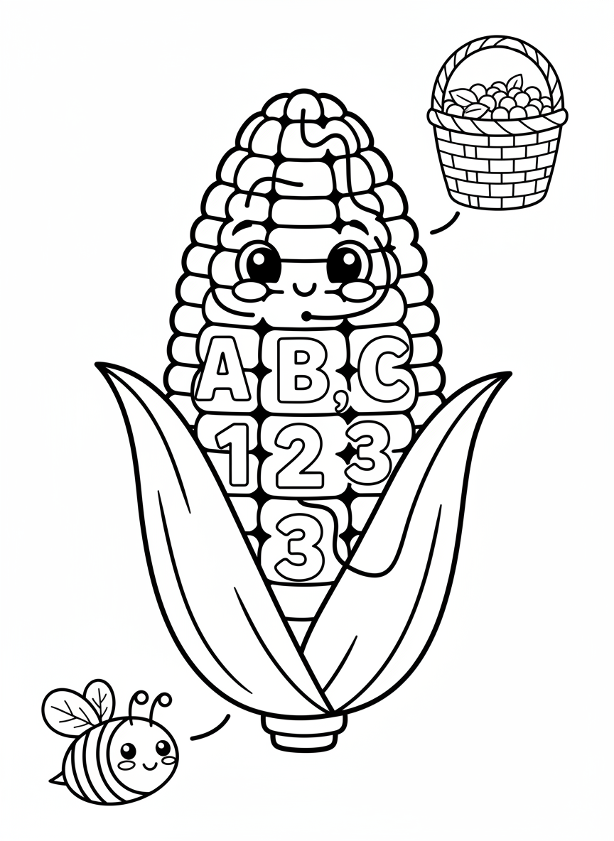 Cute Corn Cob Maze for Kids: Easy Coloring Fun!
