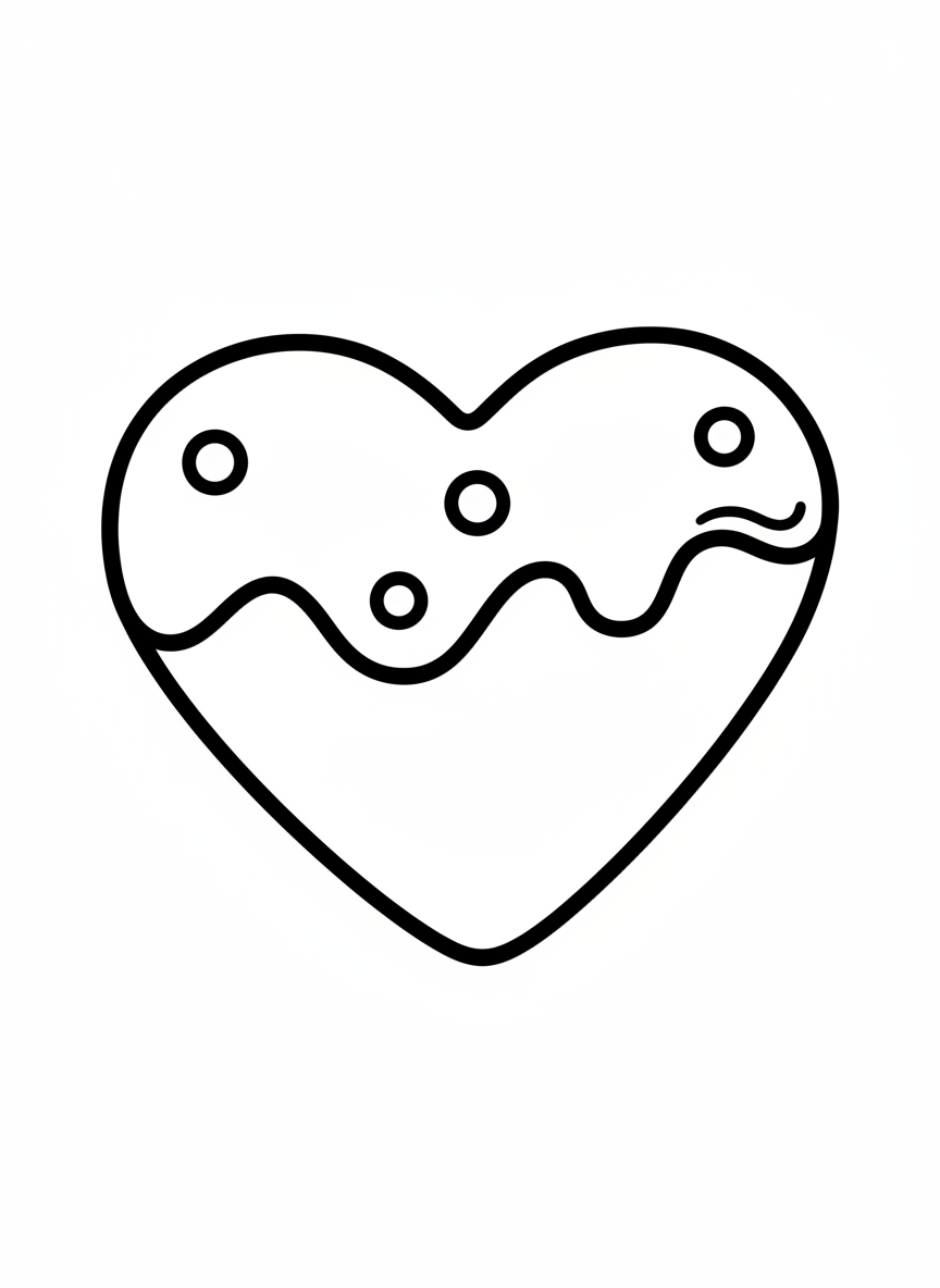 Cute Heart Cookie Coloring Page for Kids