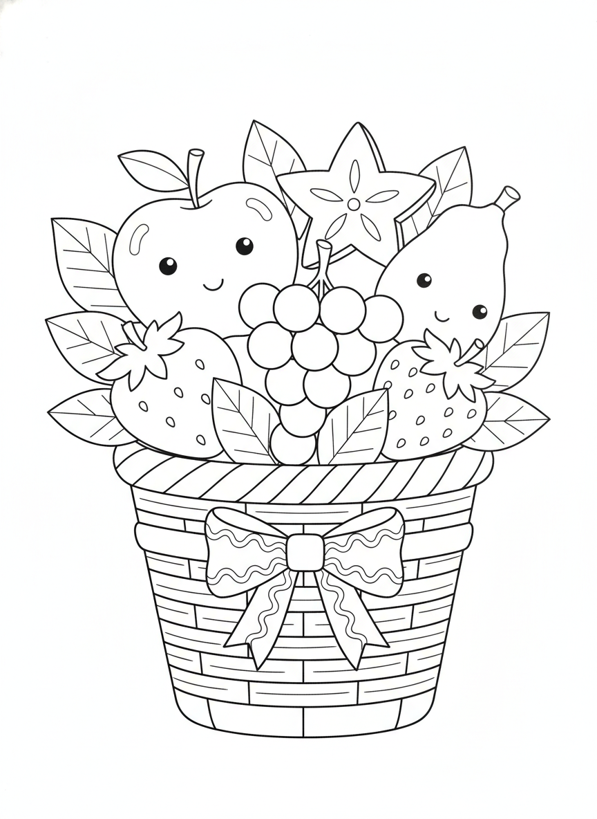 Delightful Fruit Bouquet for Kids: A Fun Coloring Page Adventure