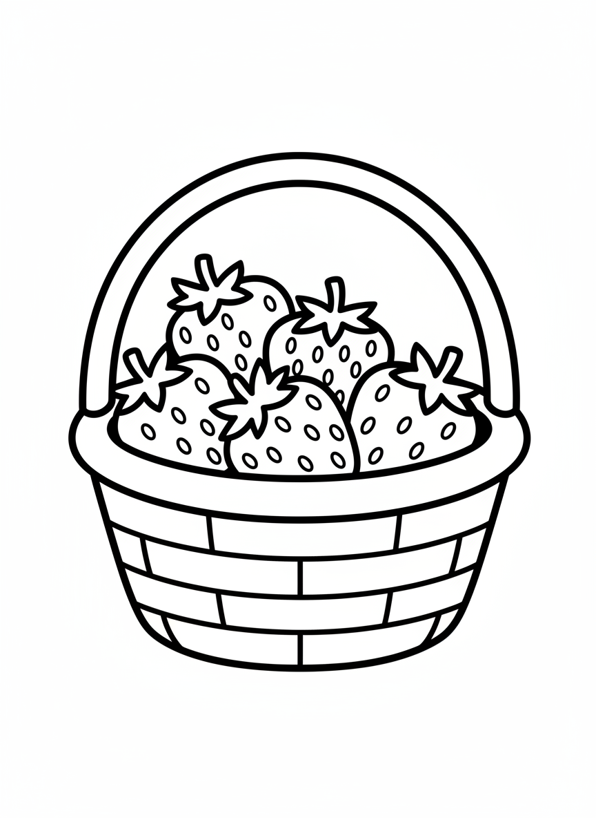 兒童草莓籃簡單著色頁
