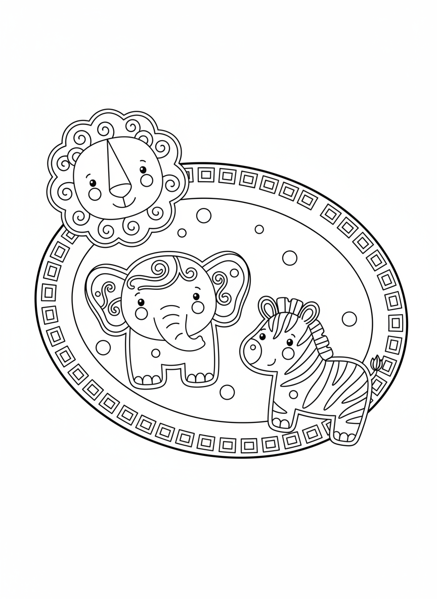 兒童趣味動物餅乾著色頁