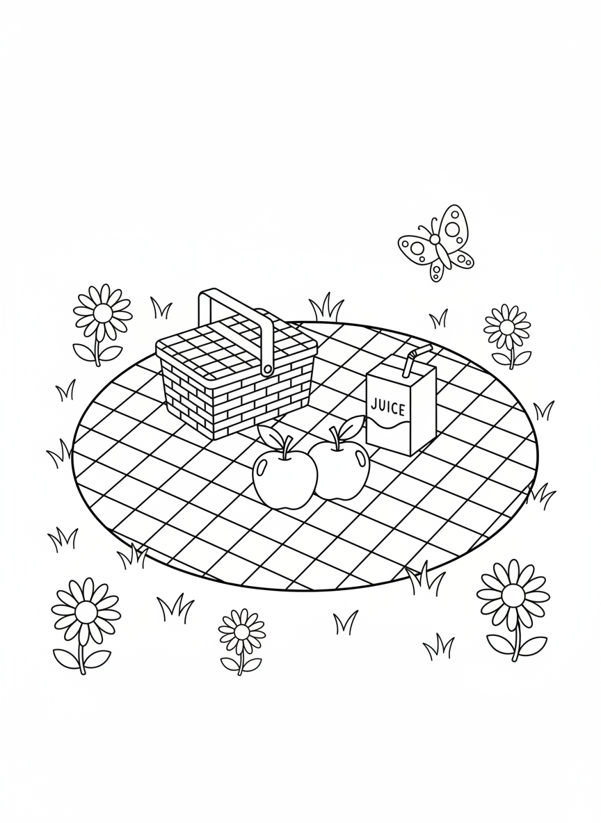 Fun Picnic in the Park Coloring Page