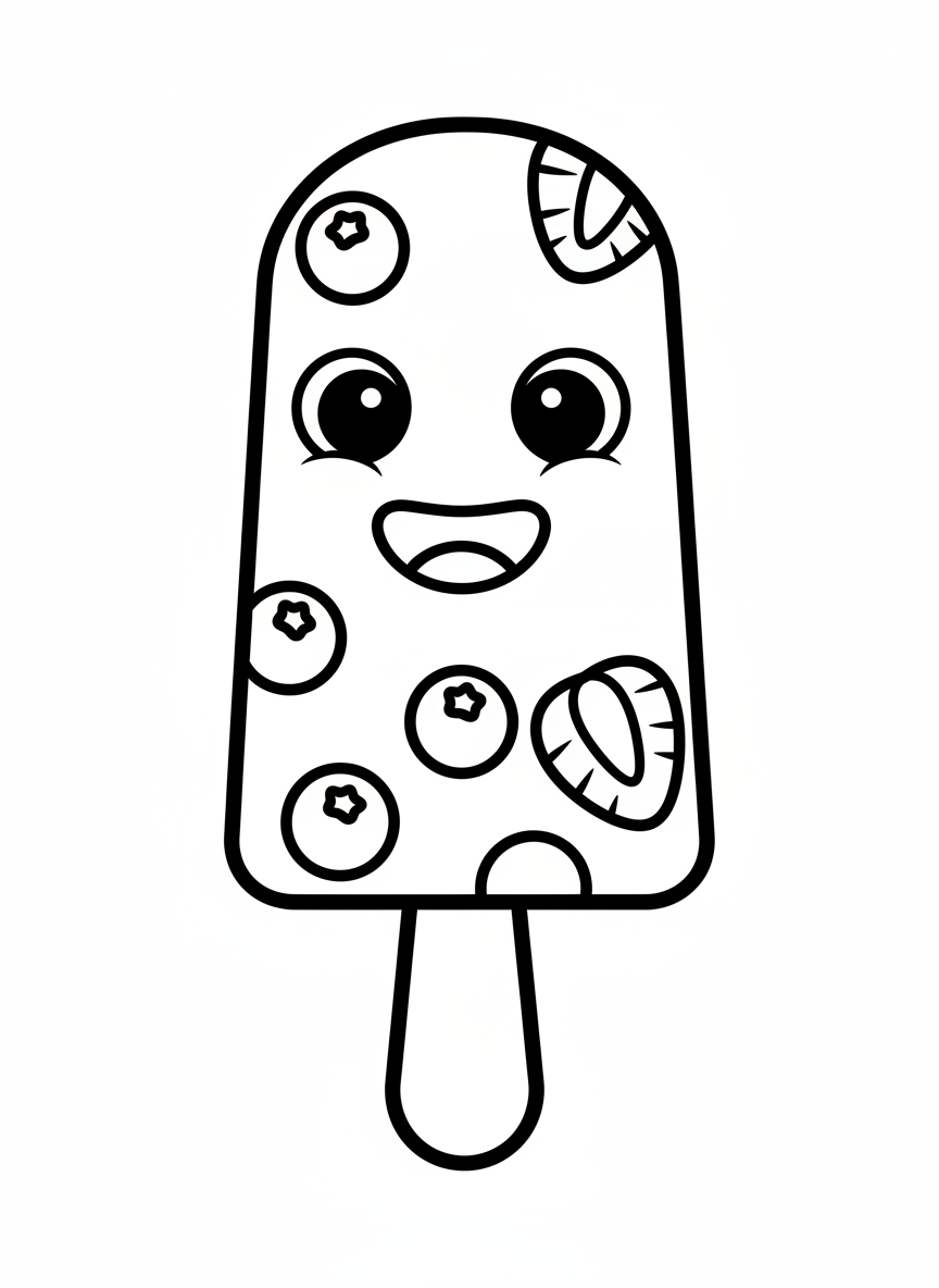 兒童開心水果冰棒著色頁