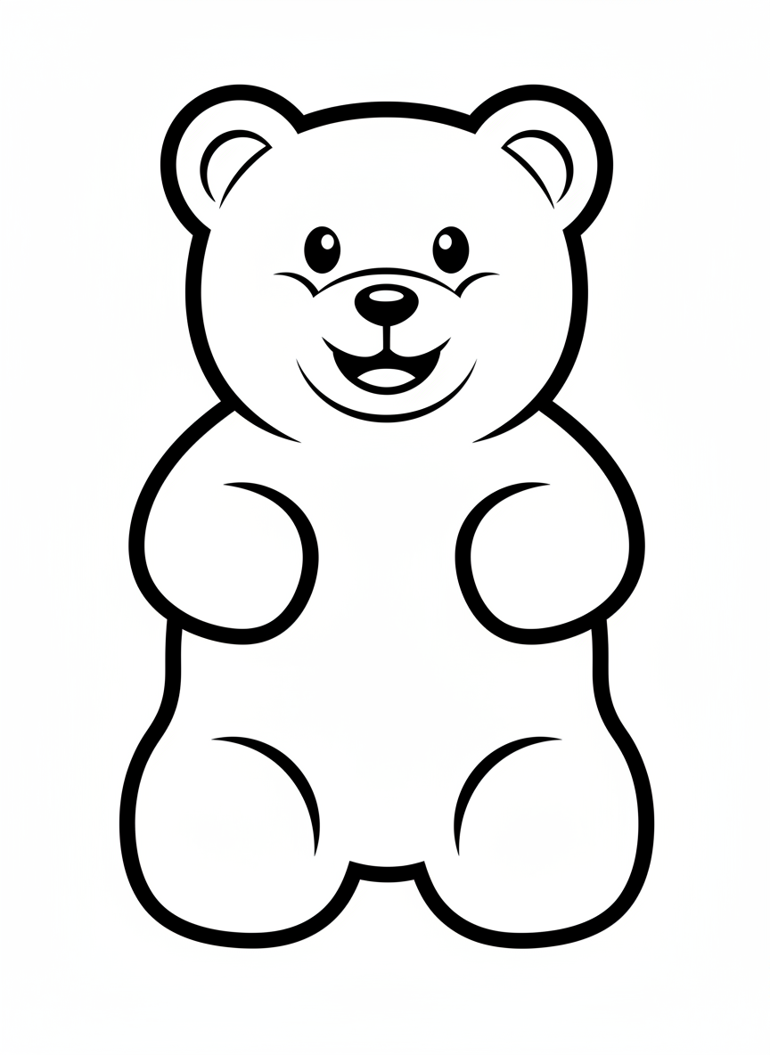Happy Gummy Bear Kids Coloring Page