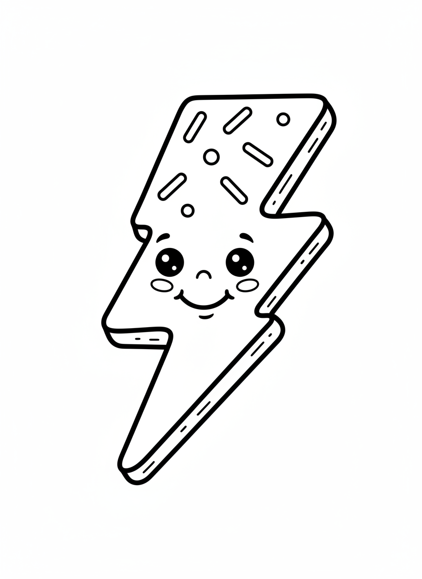 Happy Lightning Bolt Cookie Coloring Page