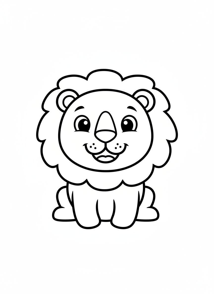 Happy Lion Cracker Coloring Page for Kids