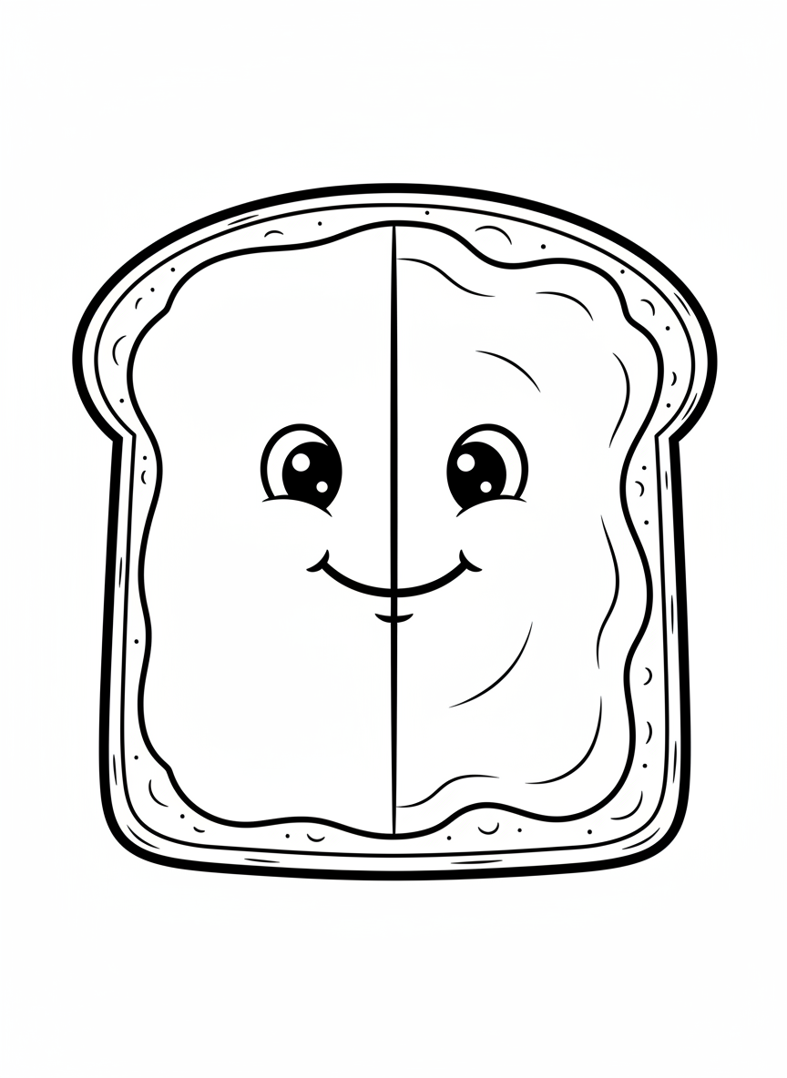 Happy PB&J Toast Coloring Page