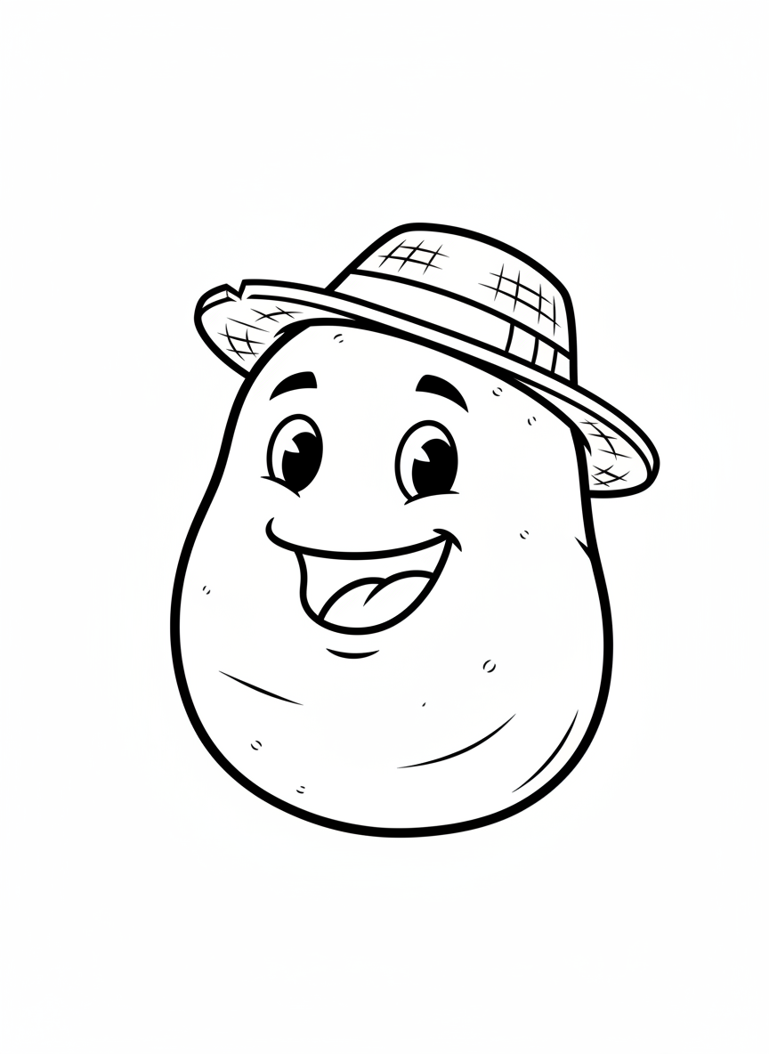 Happy Potato Farmer Coloring Page for Kids