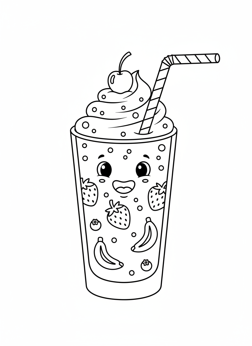 Happy Smoothie Coloring Page for Kids