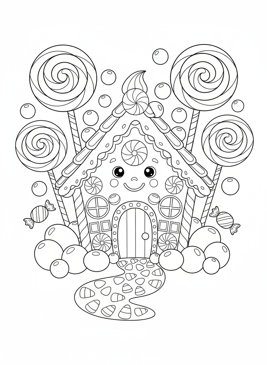 孩子們的奇幻糖果屋著色頁
