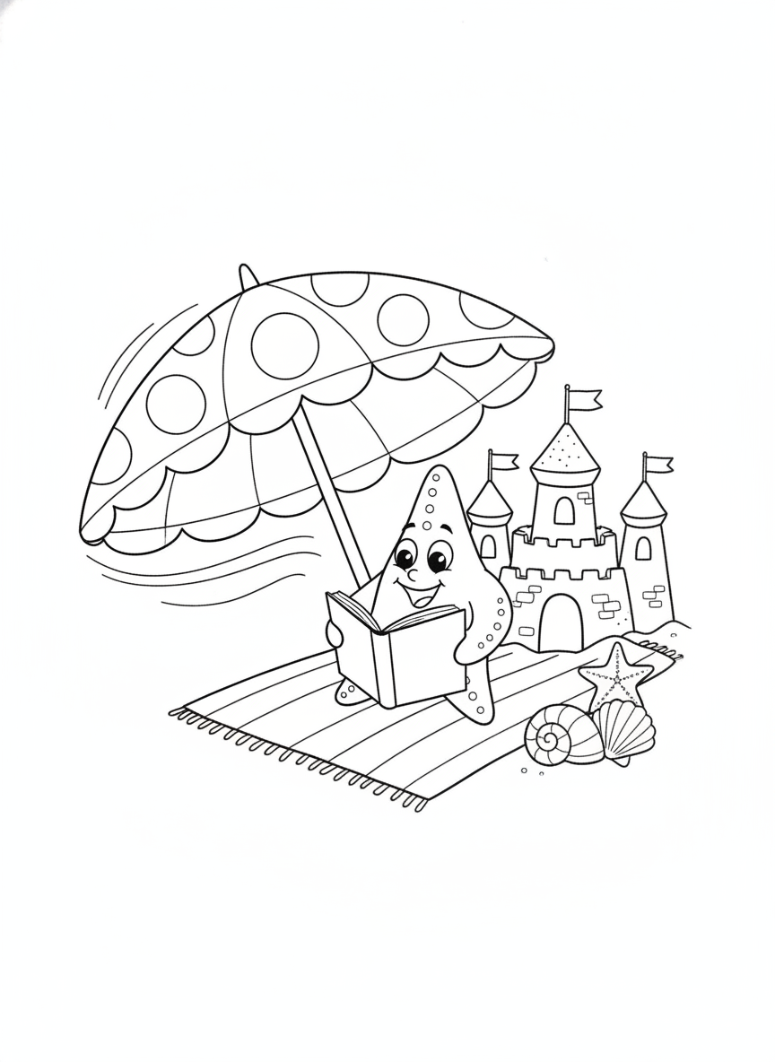 Beach Fun Coloring Page for Kids