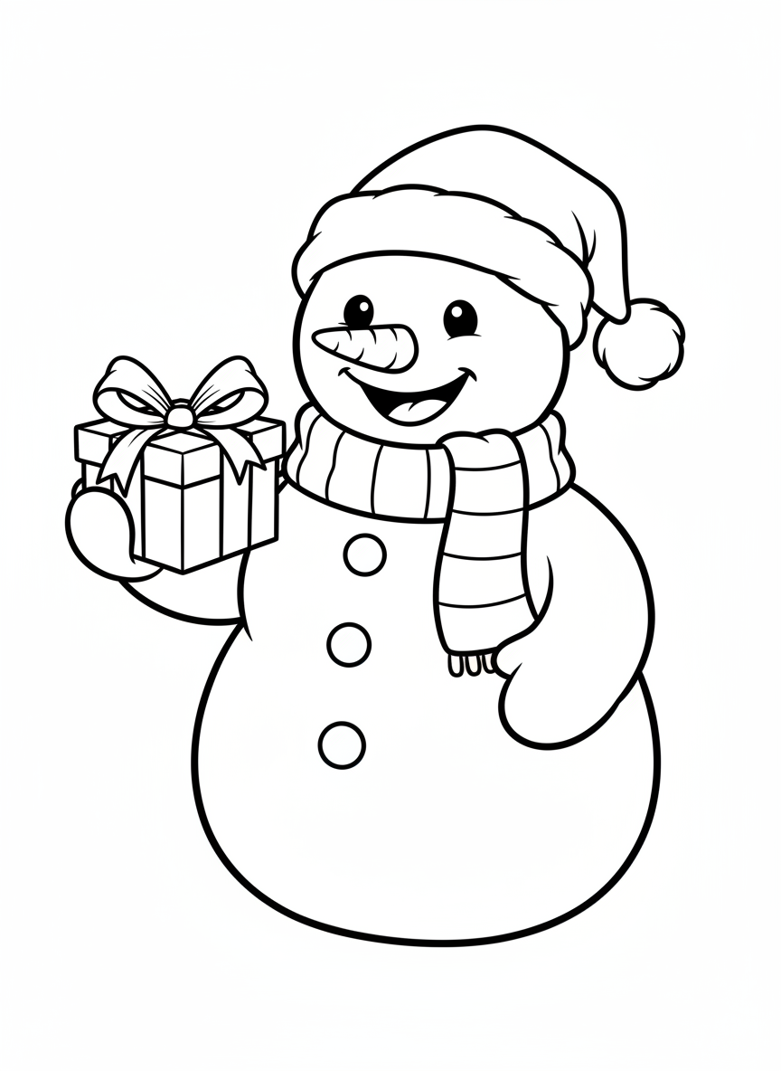 歡樂聖誕雪人著色頁 (兒童適用)