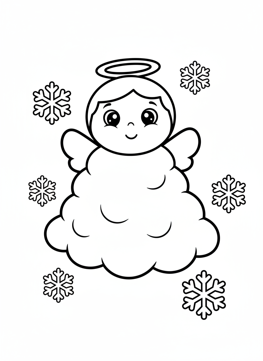 可愛的聖誕雪天使著色頁
