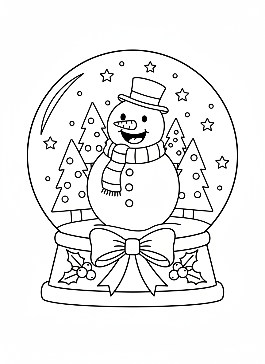 可愛的聖誕節雪花球著色頁