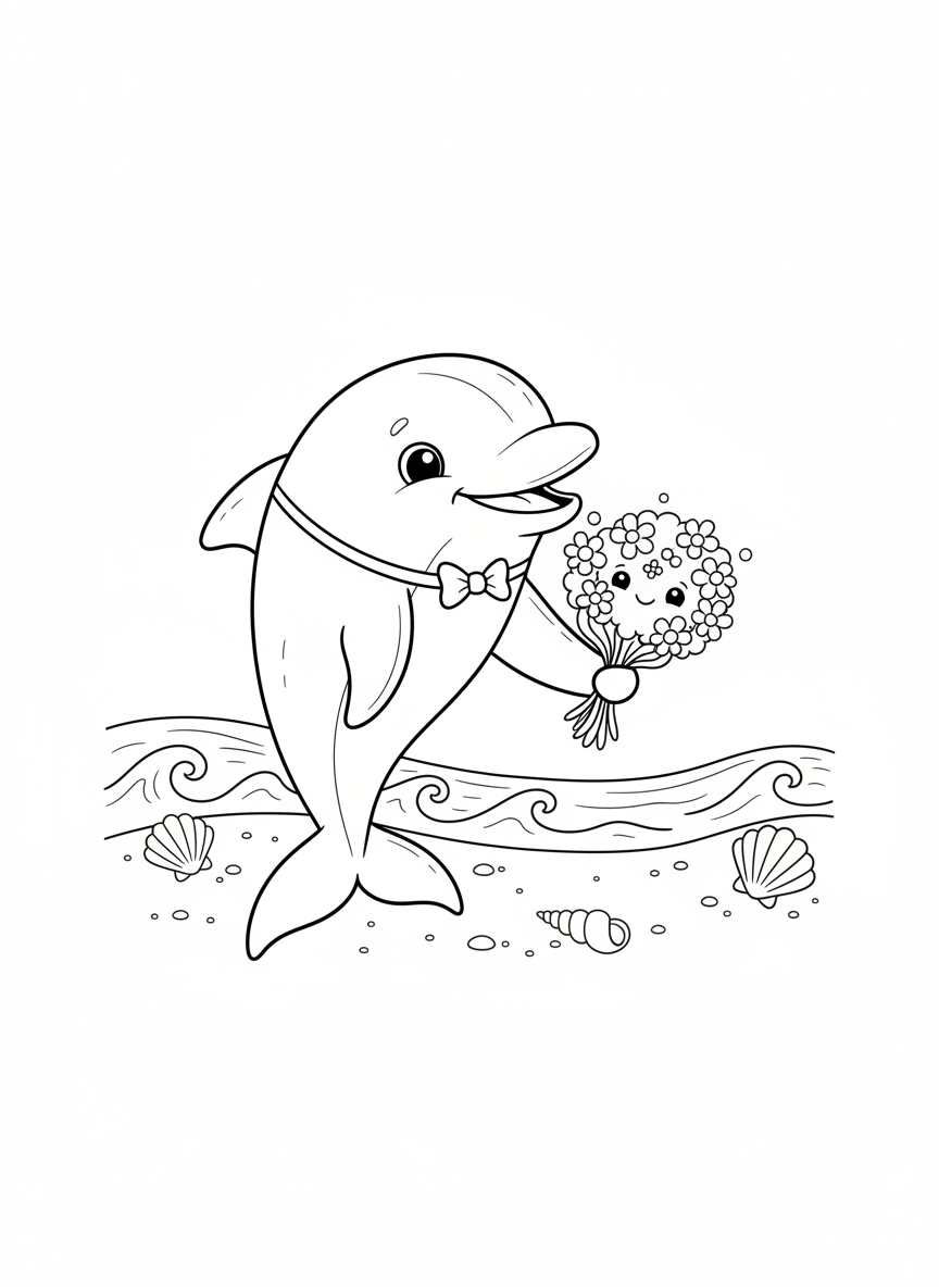Cute Dolphin & Starfish Beach Wedding