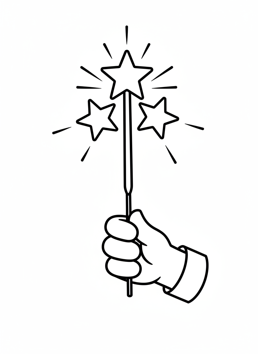 Cute Hand with Sparkling Festival Sparkler Coloring Page