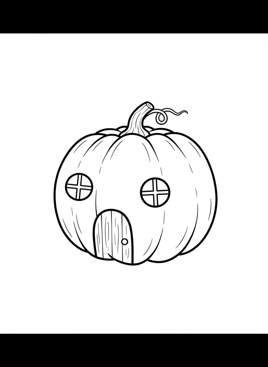 Cute Mini Pumpkin House Coloring Page for Kids