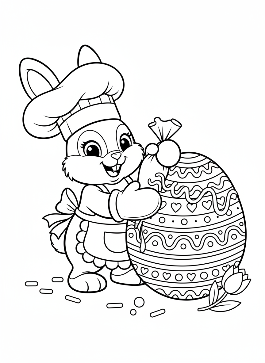 Easter Bunny Chef Decorating Egg