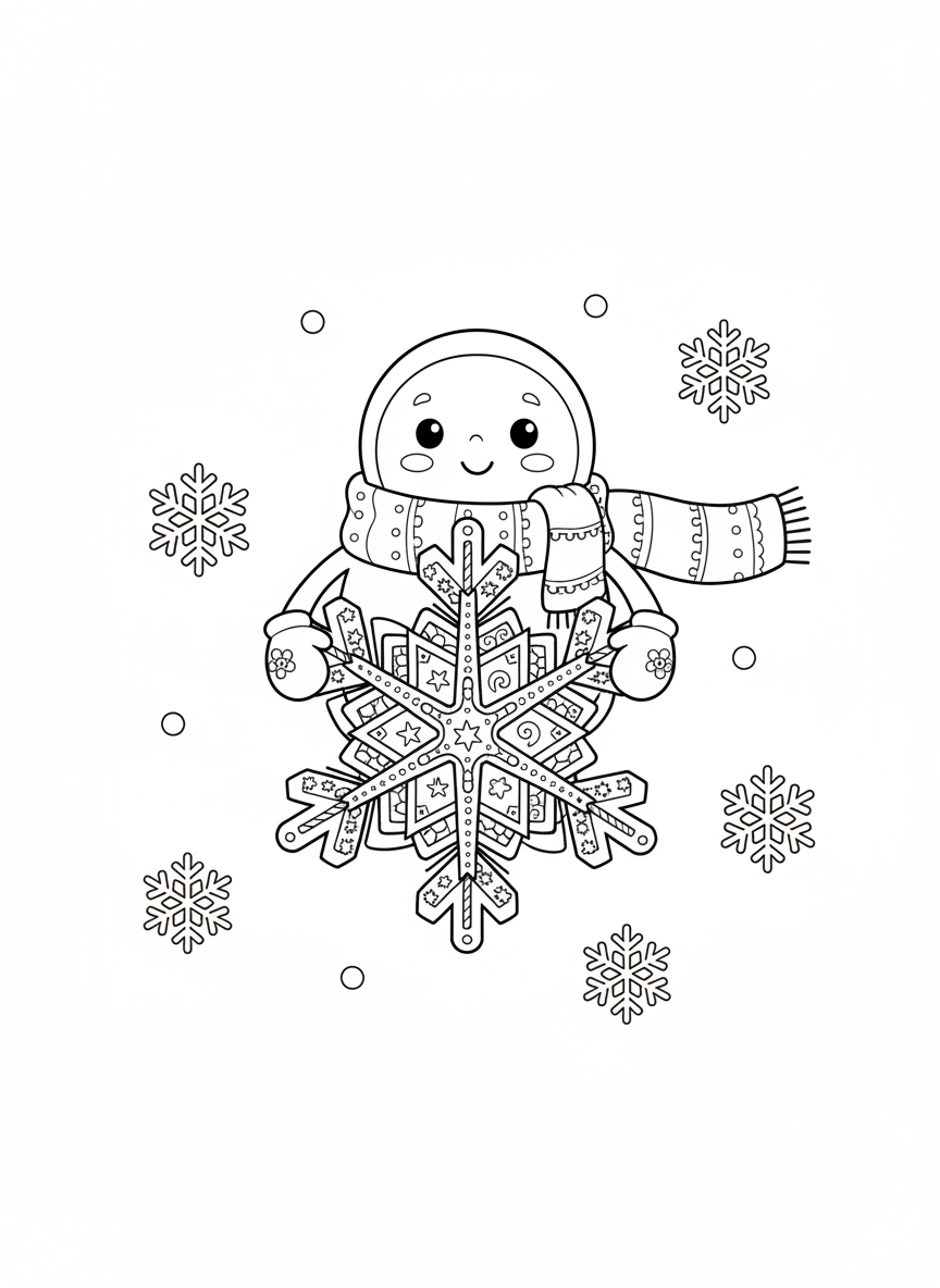 友善雪花角色著色頁