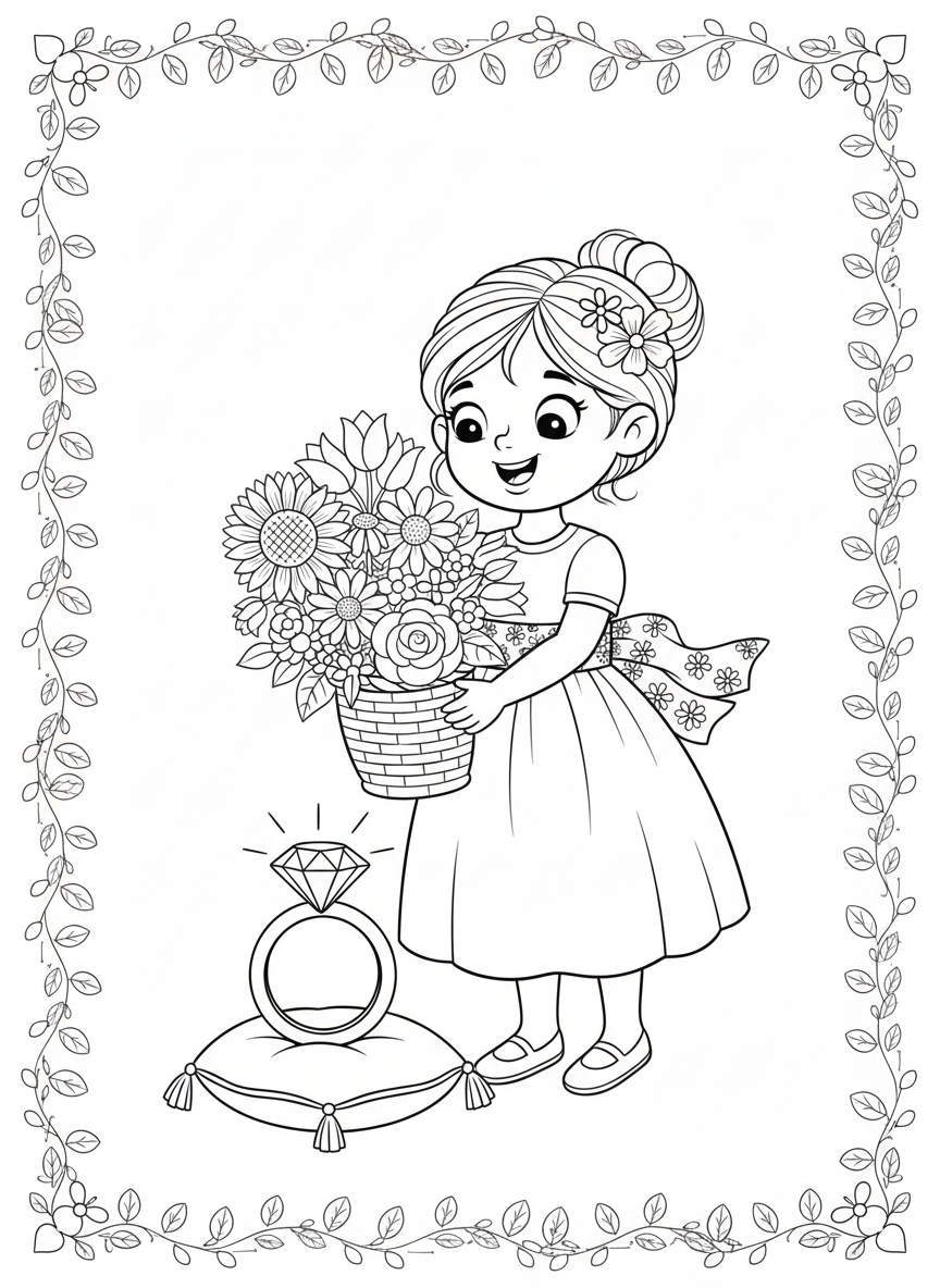 Joyful Flower Girl with Wedding Ring