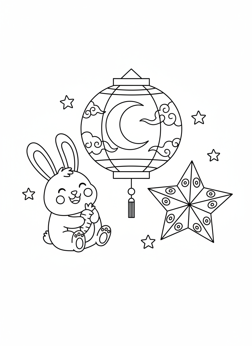 Mid-Autumn Festival Lanterns Coloring Page