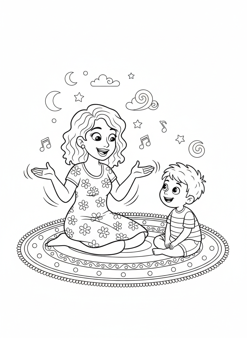 Mom's Special Story Time Coloring Page