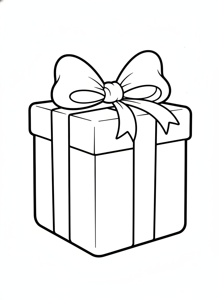 Simple Birthday Gift Box Coloring Page for Kids