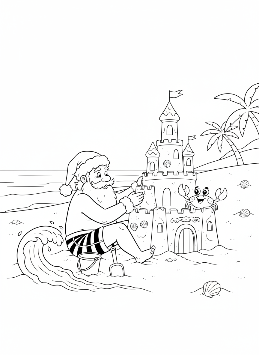 聖誕老人的海灘日：沙堡樂趣！