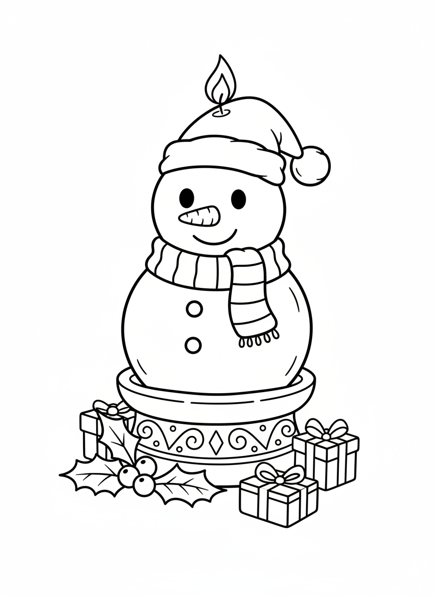 異想天開的雪人聖誕蠟燭著色頁