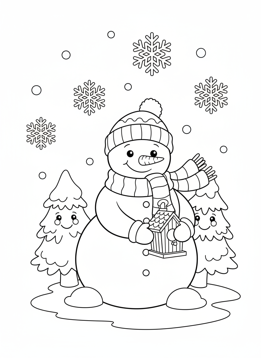 奇幻雪人暴風雪著色頁