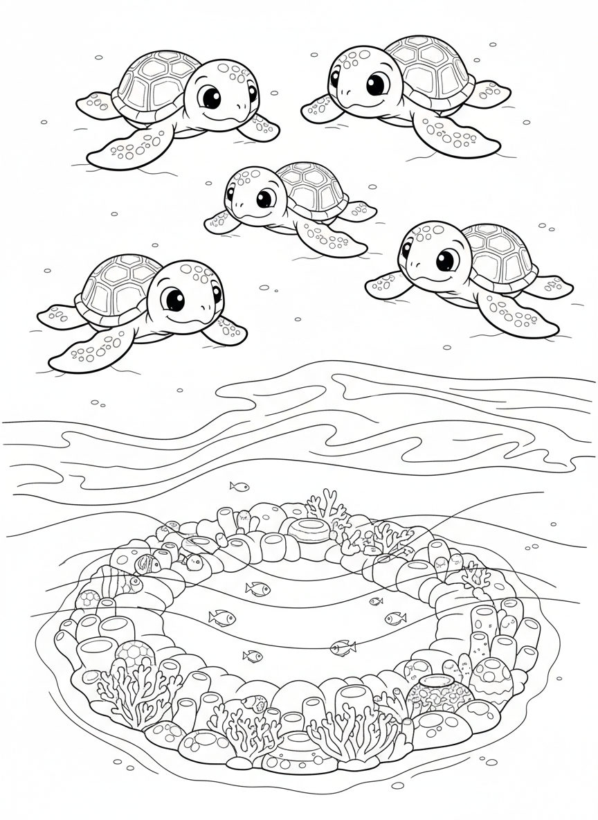 小海龜孵化著色頁