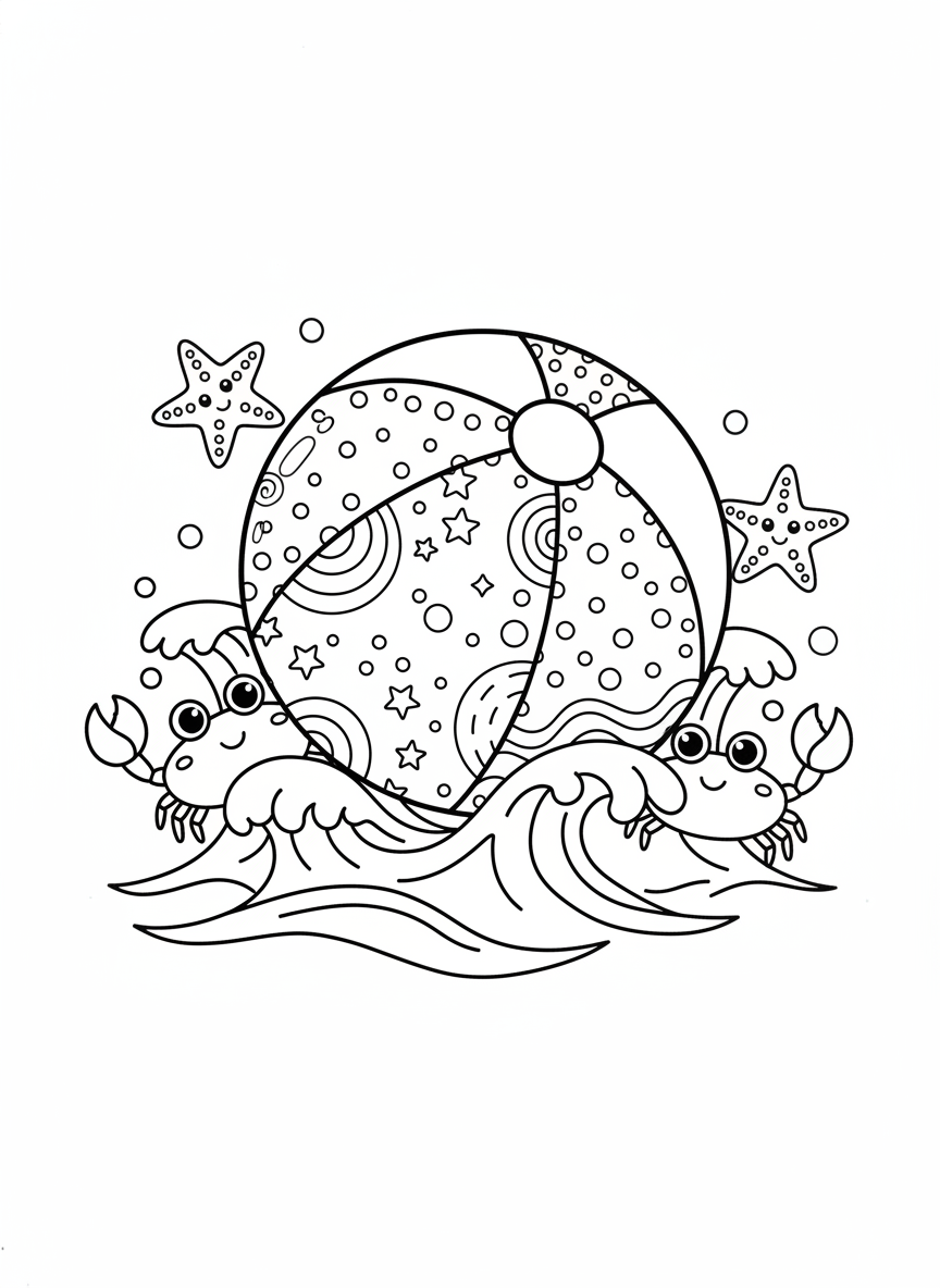 Bouncing Beach Ball & Friends Coloring Page