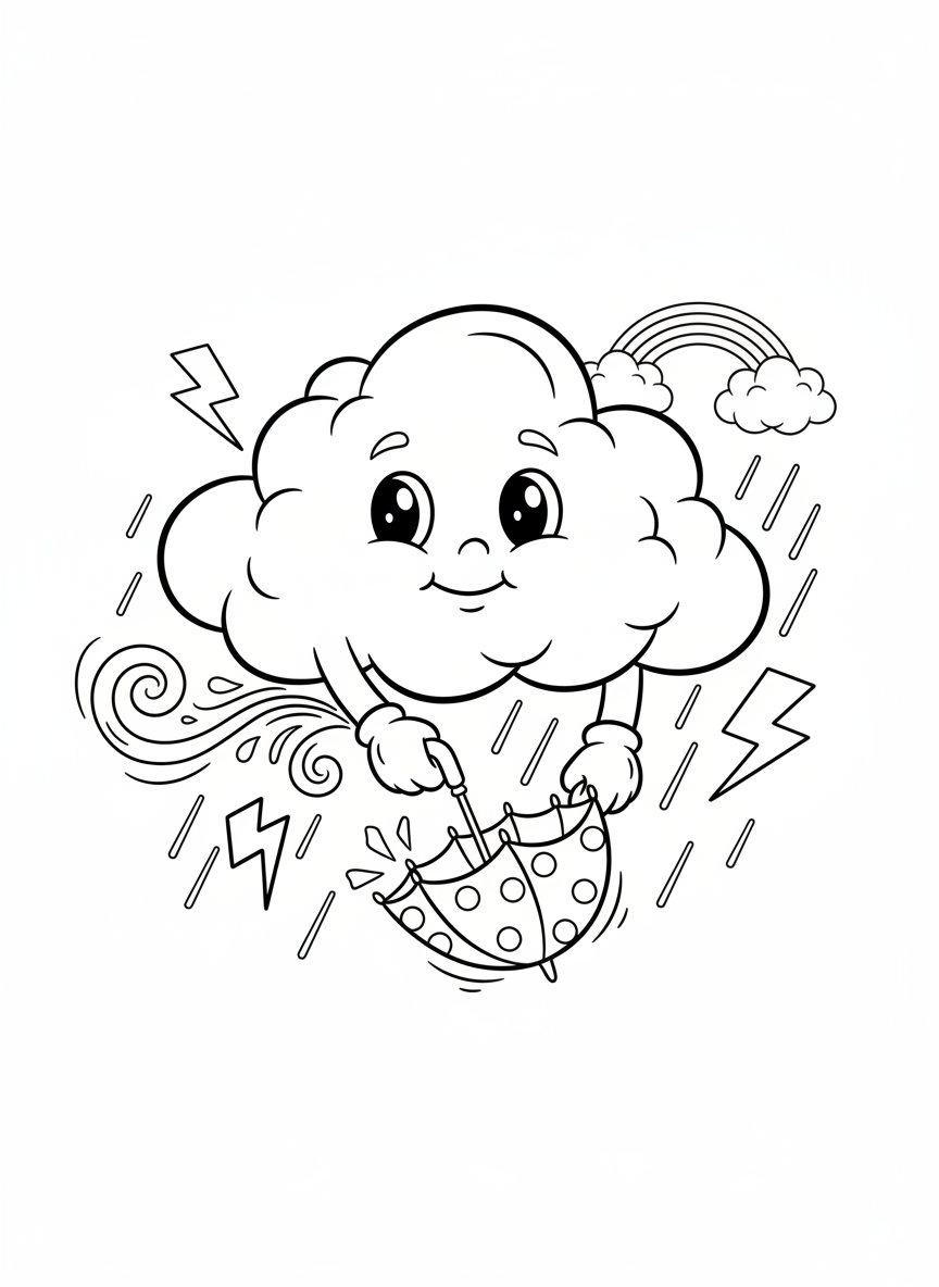 Brave Cloud in Storm Coloring Page