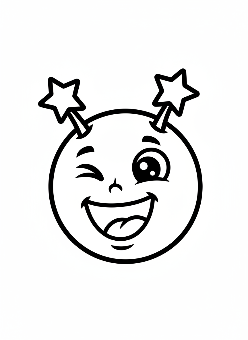 Cheerful Winking Planet Kids Coloring Page