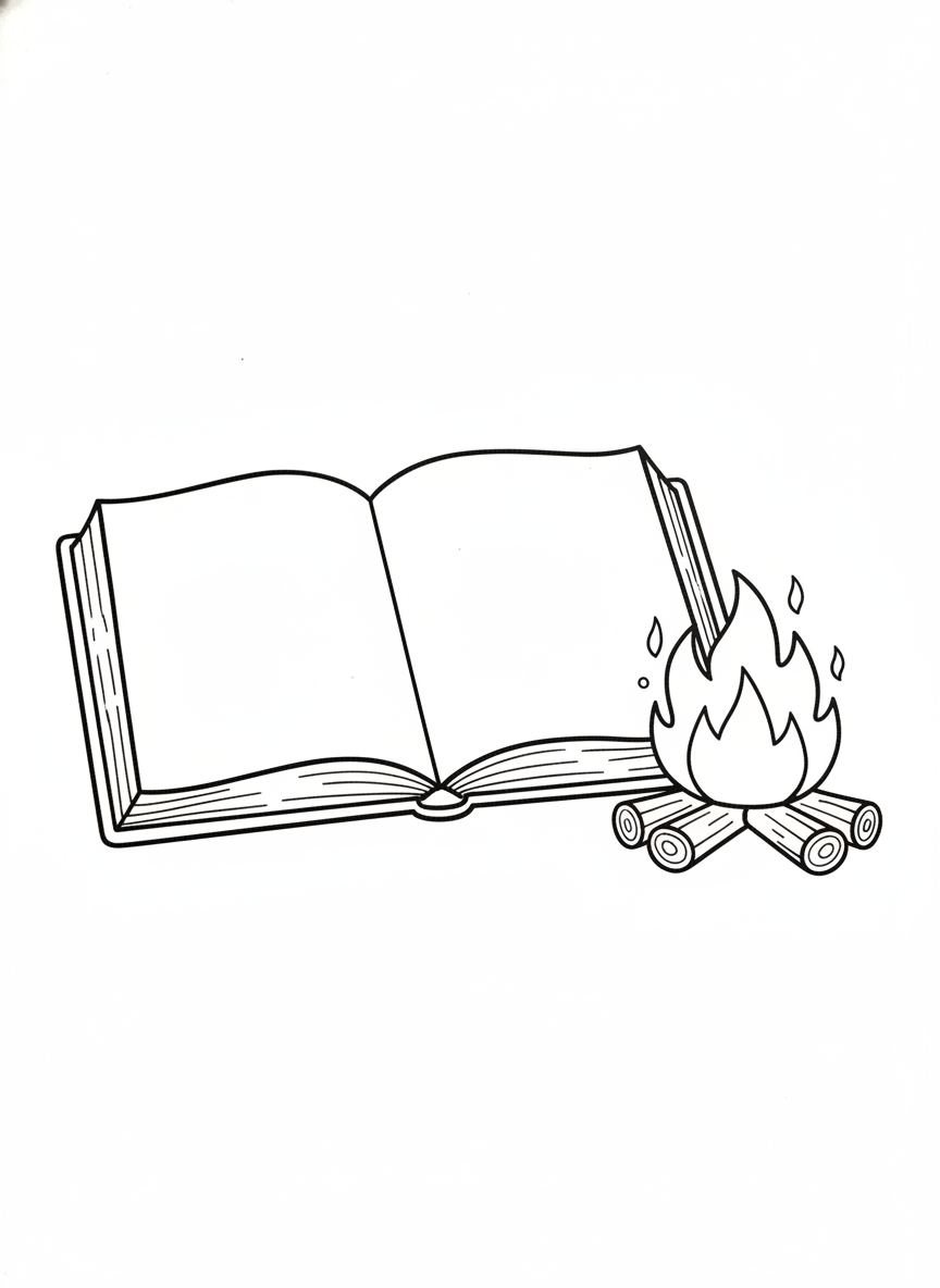 Cozy Campfire Storybook: Easy Kids' Coloring Page